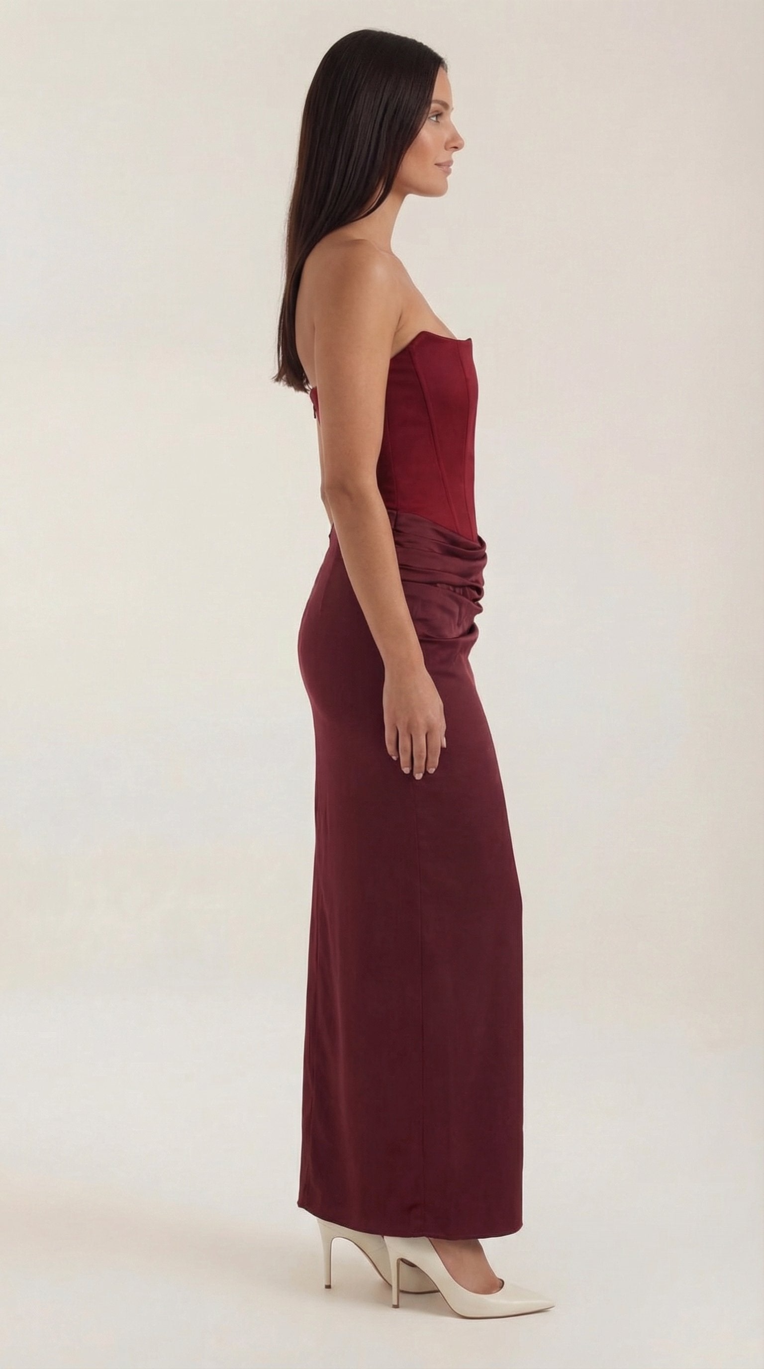 Damen Korsett Maxikleid Raffungen | Figurbetonend View 12
