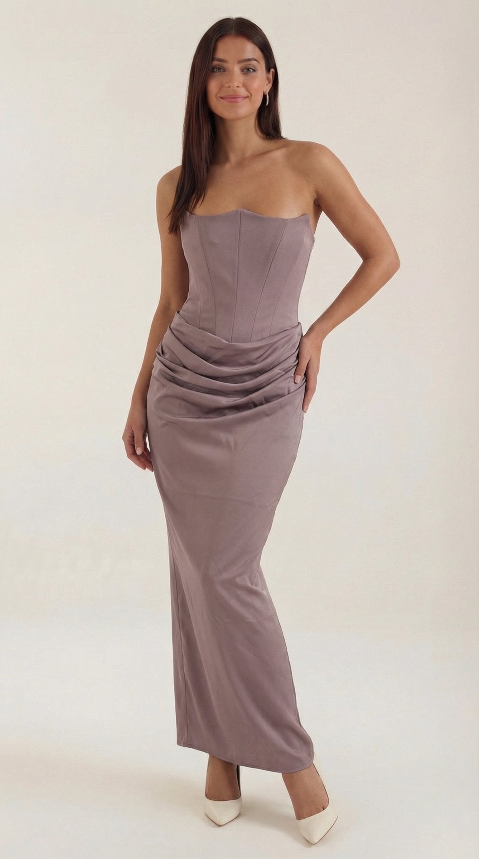Damen Korsett Maxikleid Raffungen | Figurbetonend View 16