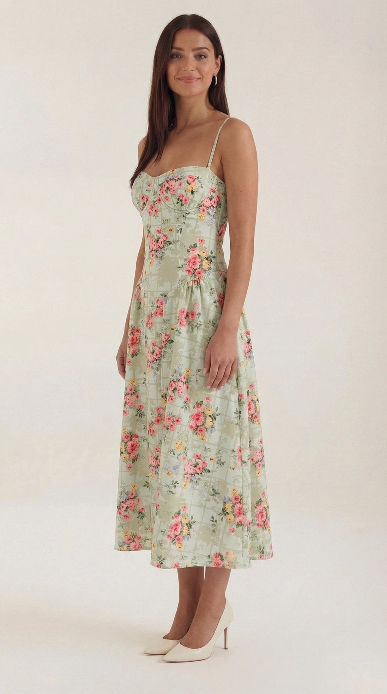 Damen Korsett Midikleid | Trägerkleid Front