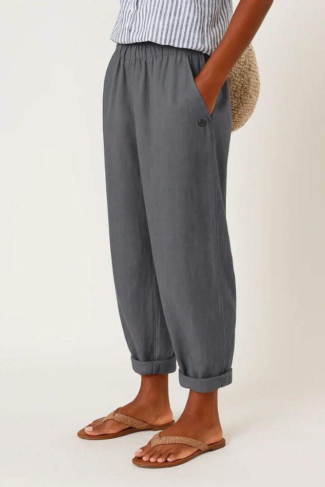 Damen Leinenhose Gekrempelt | Klassisch Back