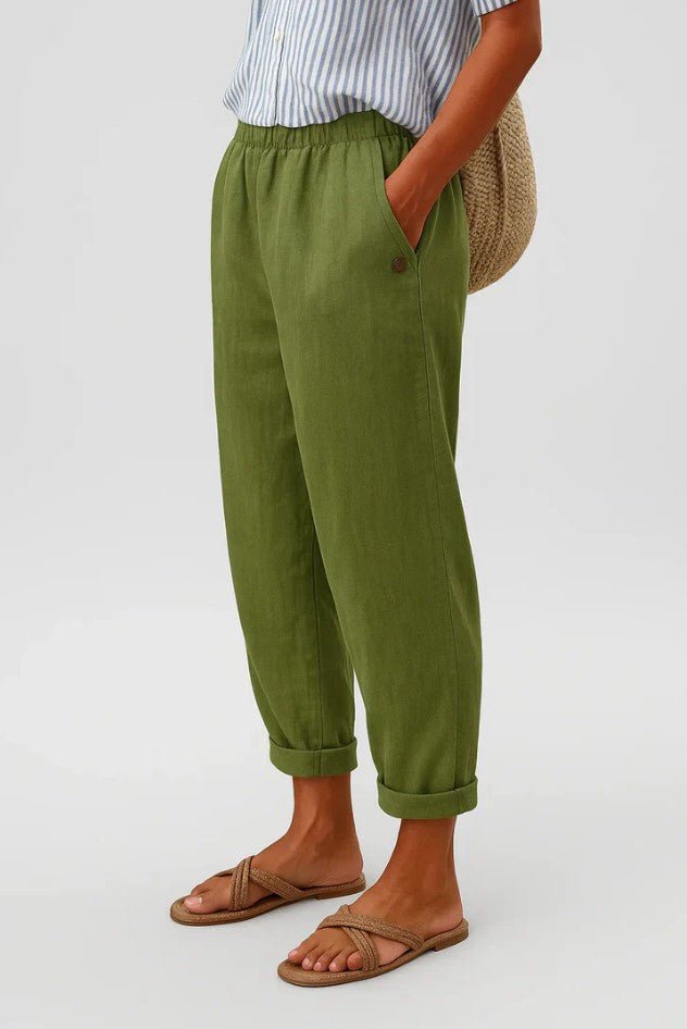 Damen Leinenhose Gekrempelt | Klassisch Side
