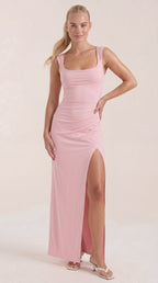Damen Maxikleid Seitenschlitz | Gerafft