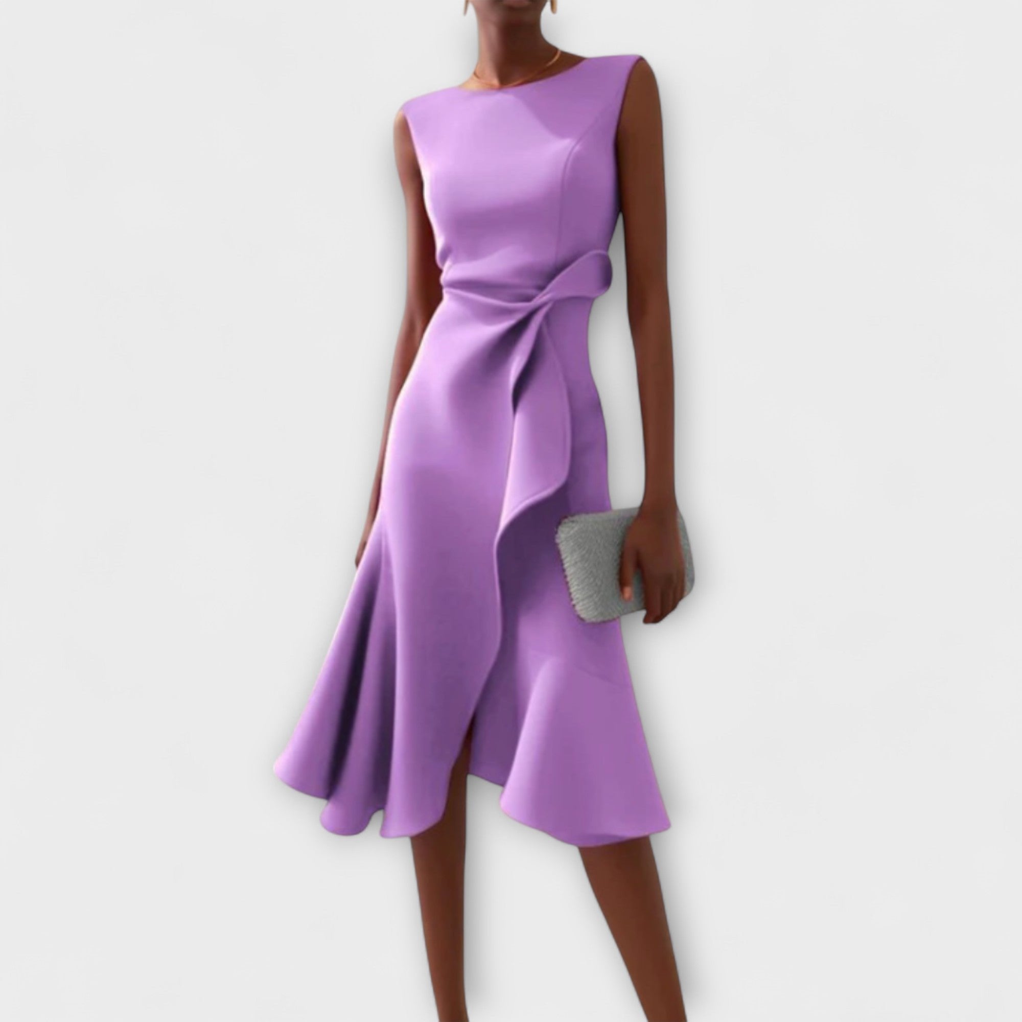 Damen Midikleid Asymmetrisch | Drapiert Close Up