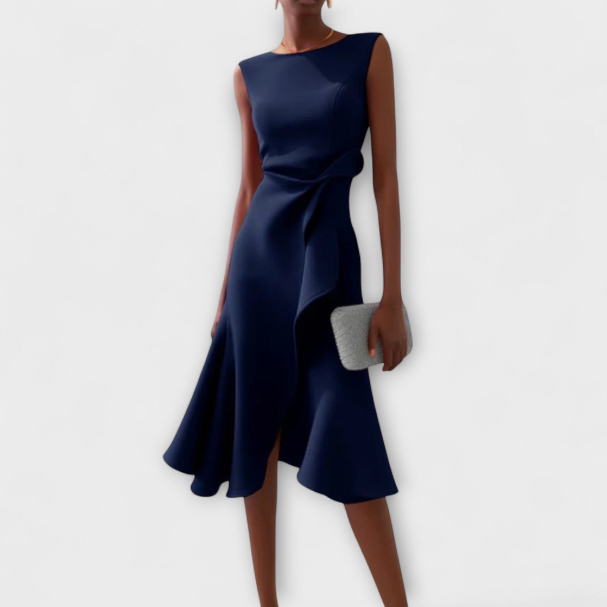 Damen Midikleid Asymmetrisch | Drapiert Detail