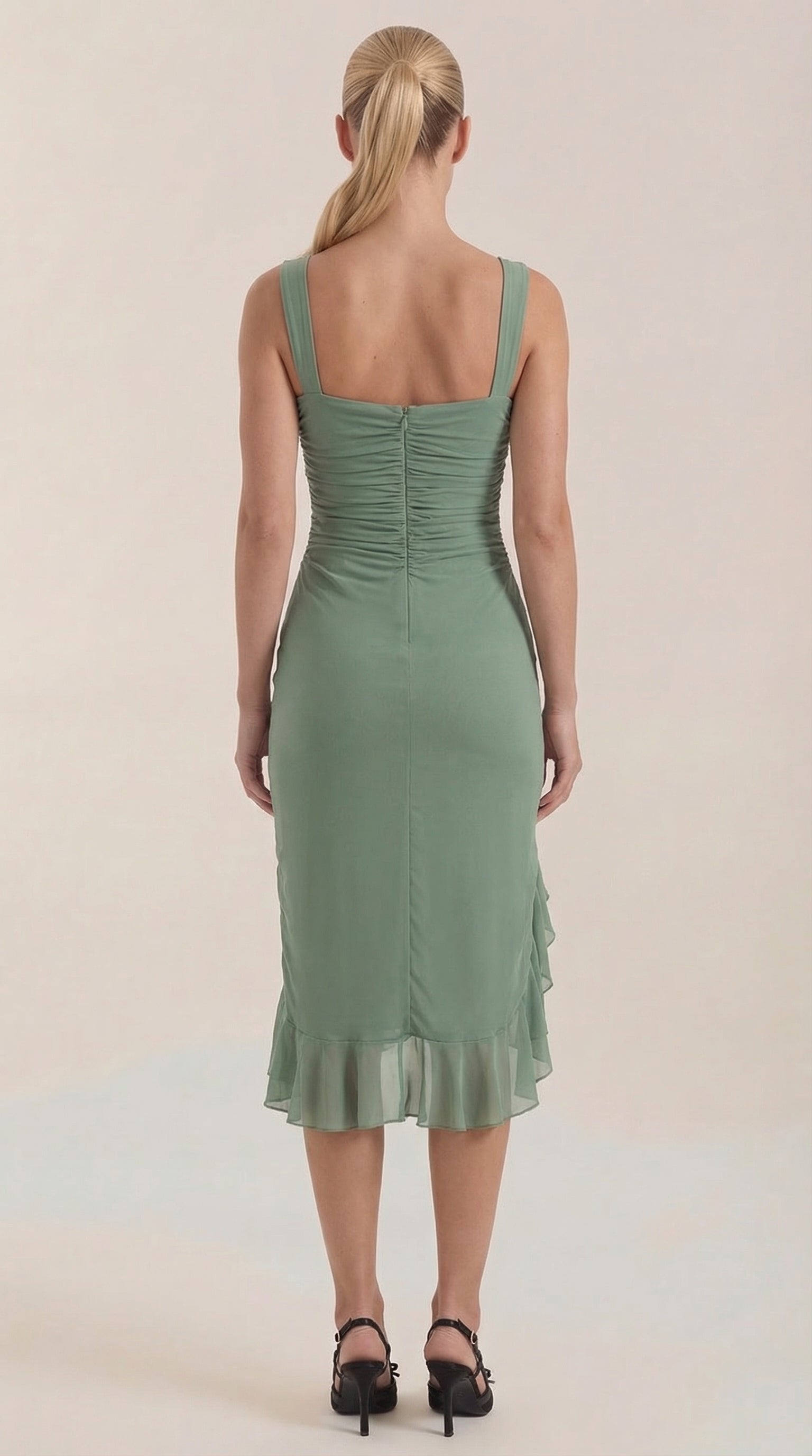 Damen Midikleid Asymmetrischer Saum | Rüschen View 24