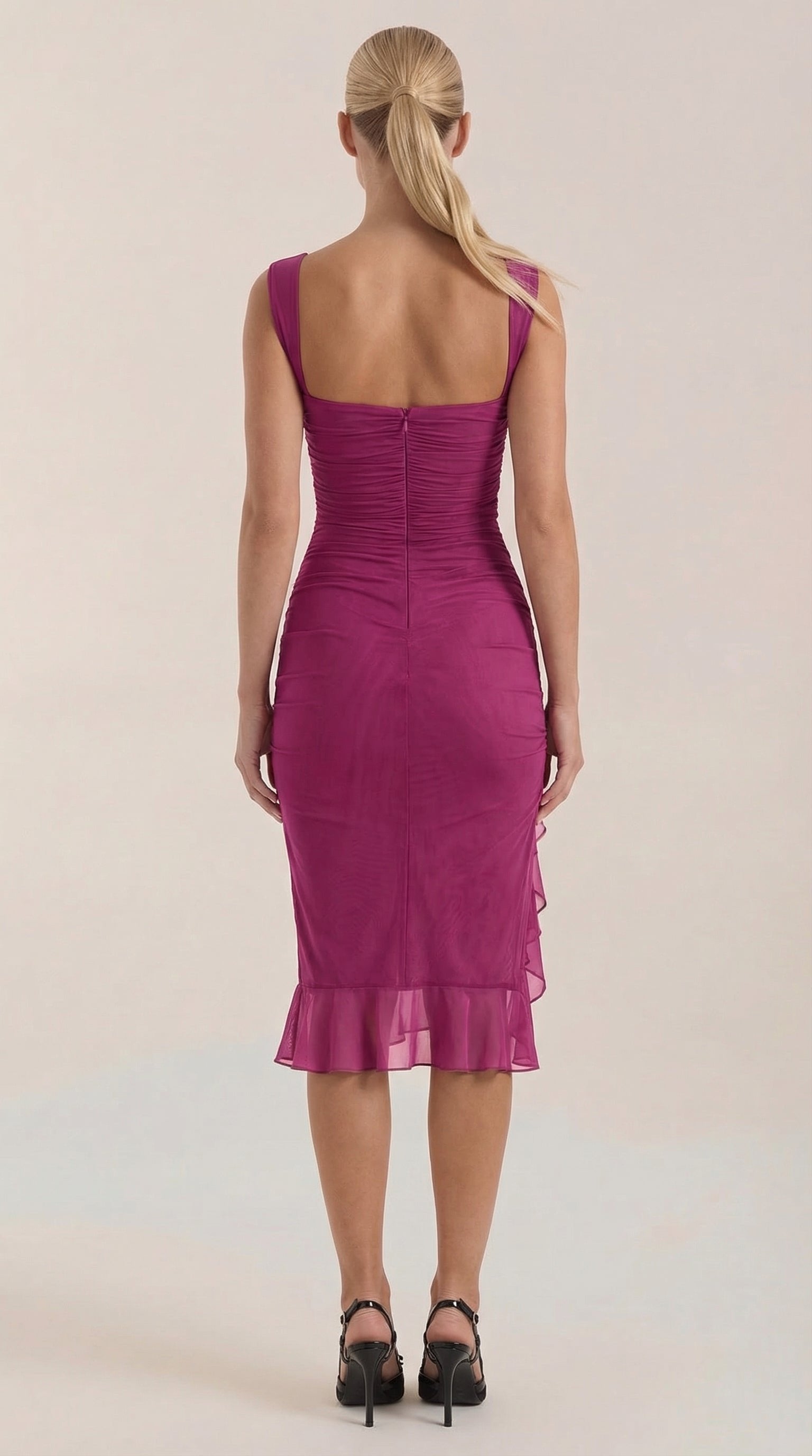 Damen Midikleid Asymmetrischer Saum | Rüschen View 34