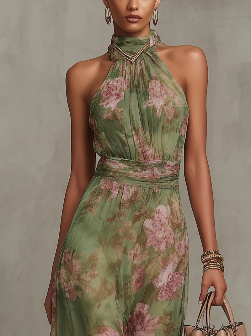 Damen Neckholder Blumenkleid | Sommer Detail