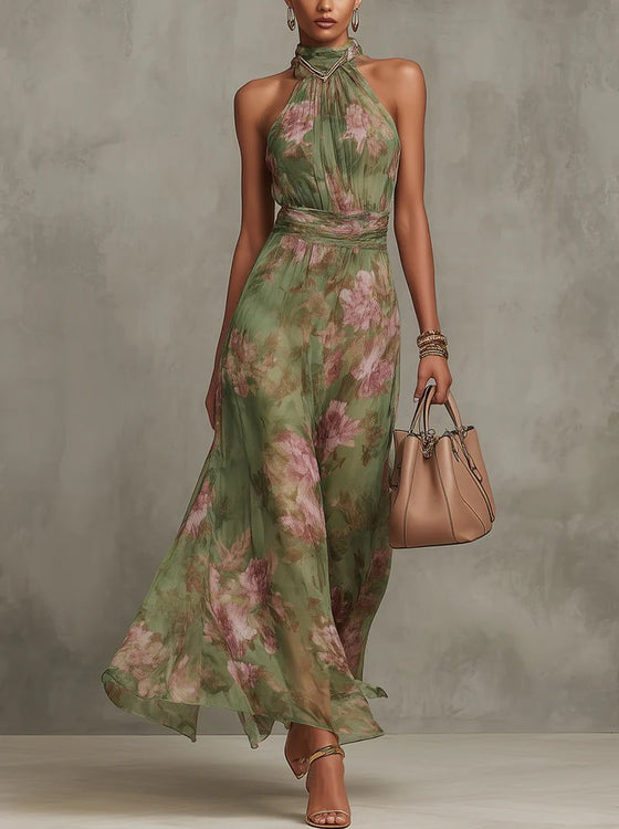 Damen Neckholder Blumenkleid | Sommer