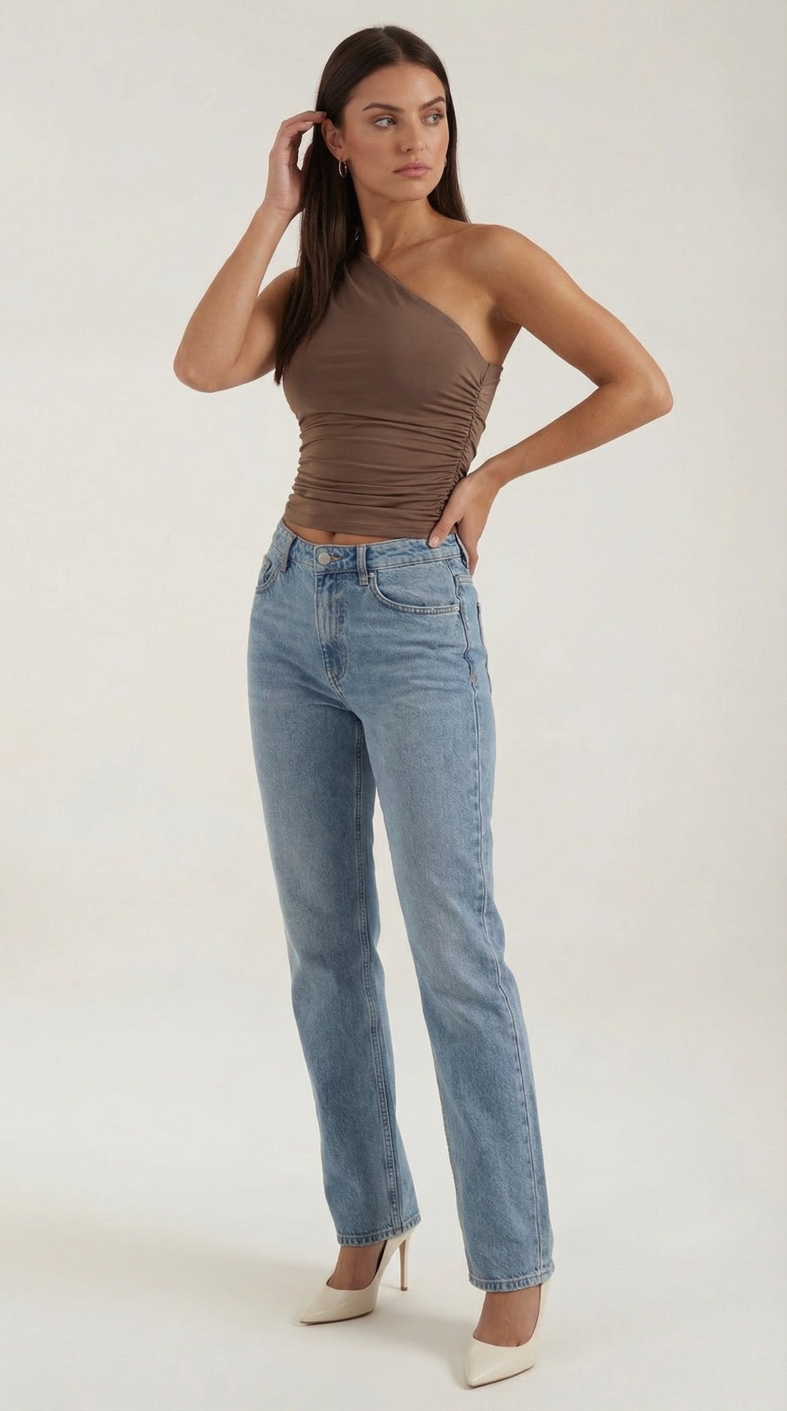 Damen One-Shoulder Top | Ärmellos Close Up