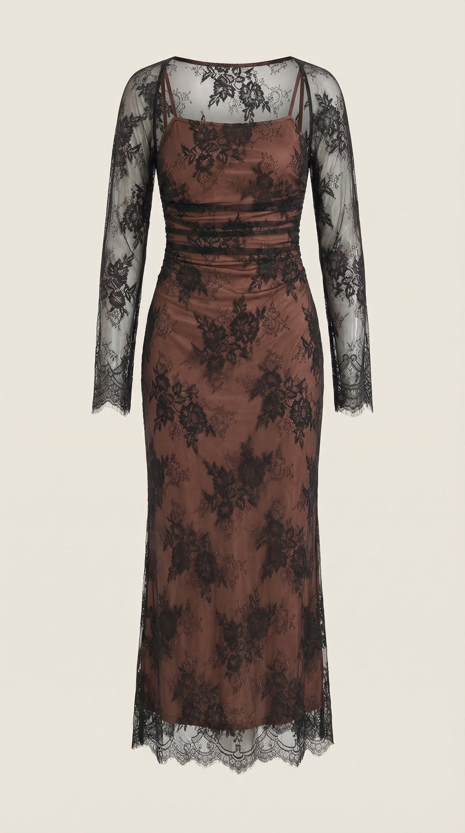 Damen Overlay Maxikleid | Transparente Spitze Alternate