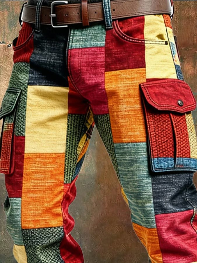 Damen Patchwork Cargohose | Wide-Leg Detail