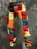 Damen Patchwork Cargohose | Wide-Leg