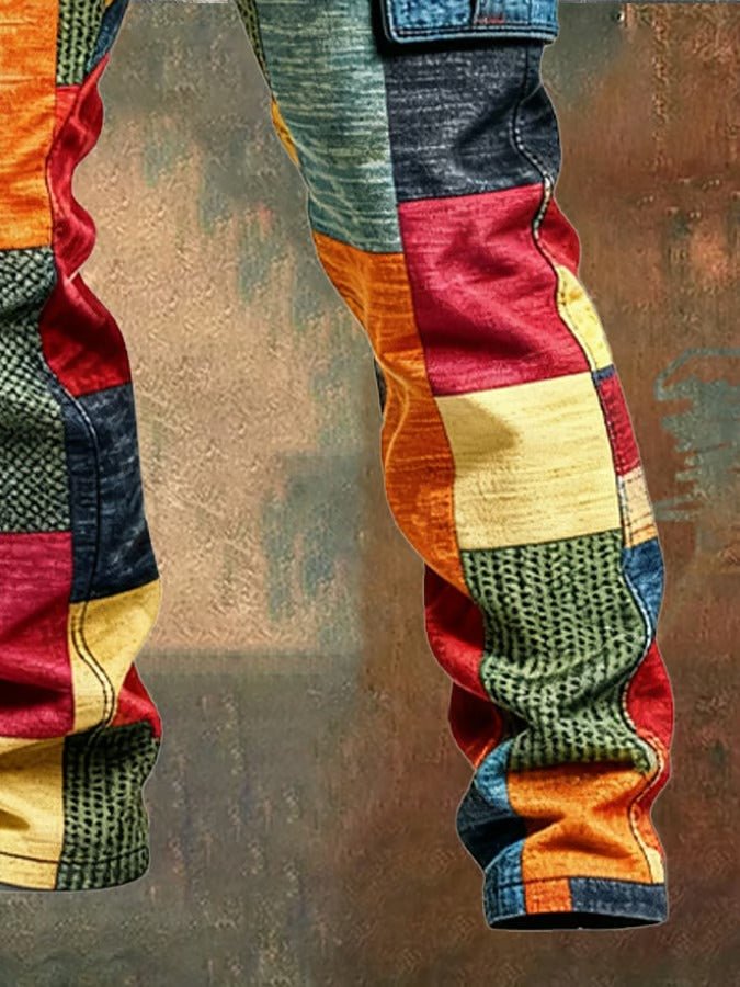 Damen Patchwork Cargohose | Wide-Leg Side