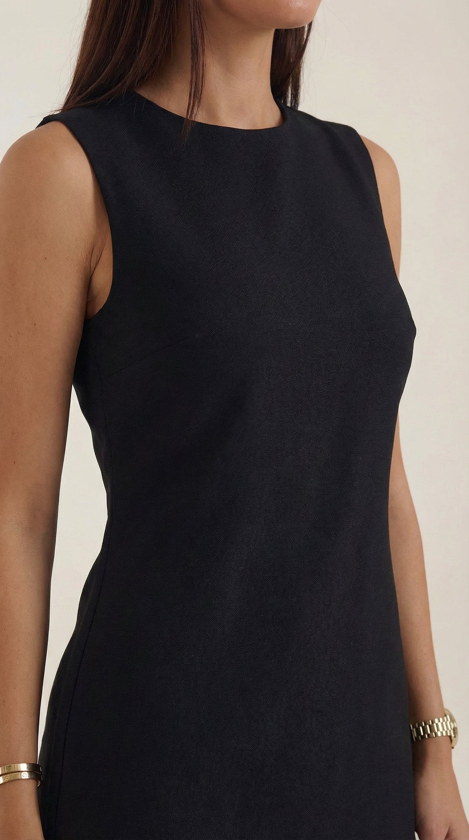 Damen Plissee Minikleid | Ärmellos Detail