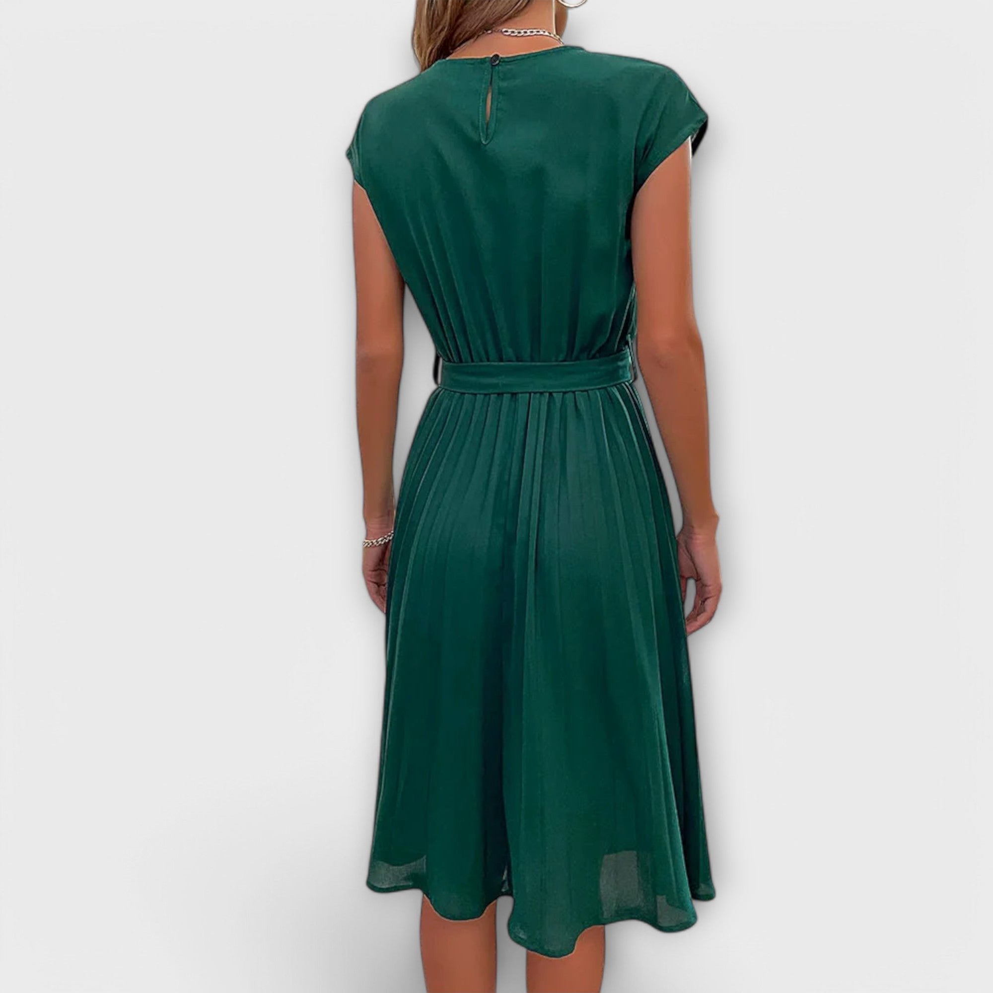 Damen Plisseekleid Bindegürtel | Lässig Back