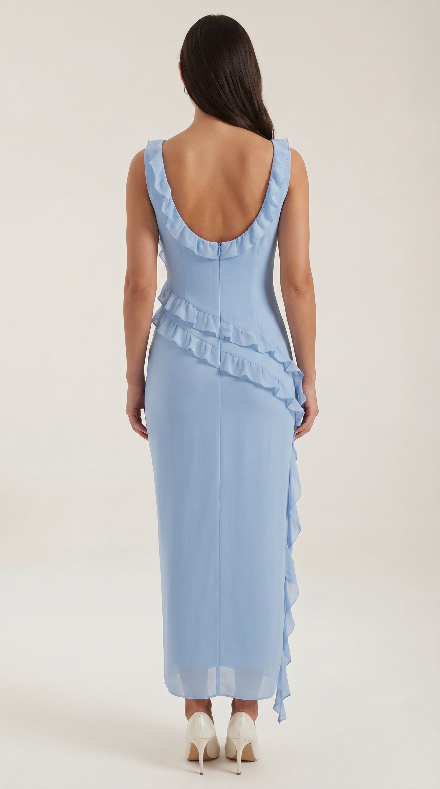 Damen Rüschen Maxikleid | Herzausschnitt View 12