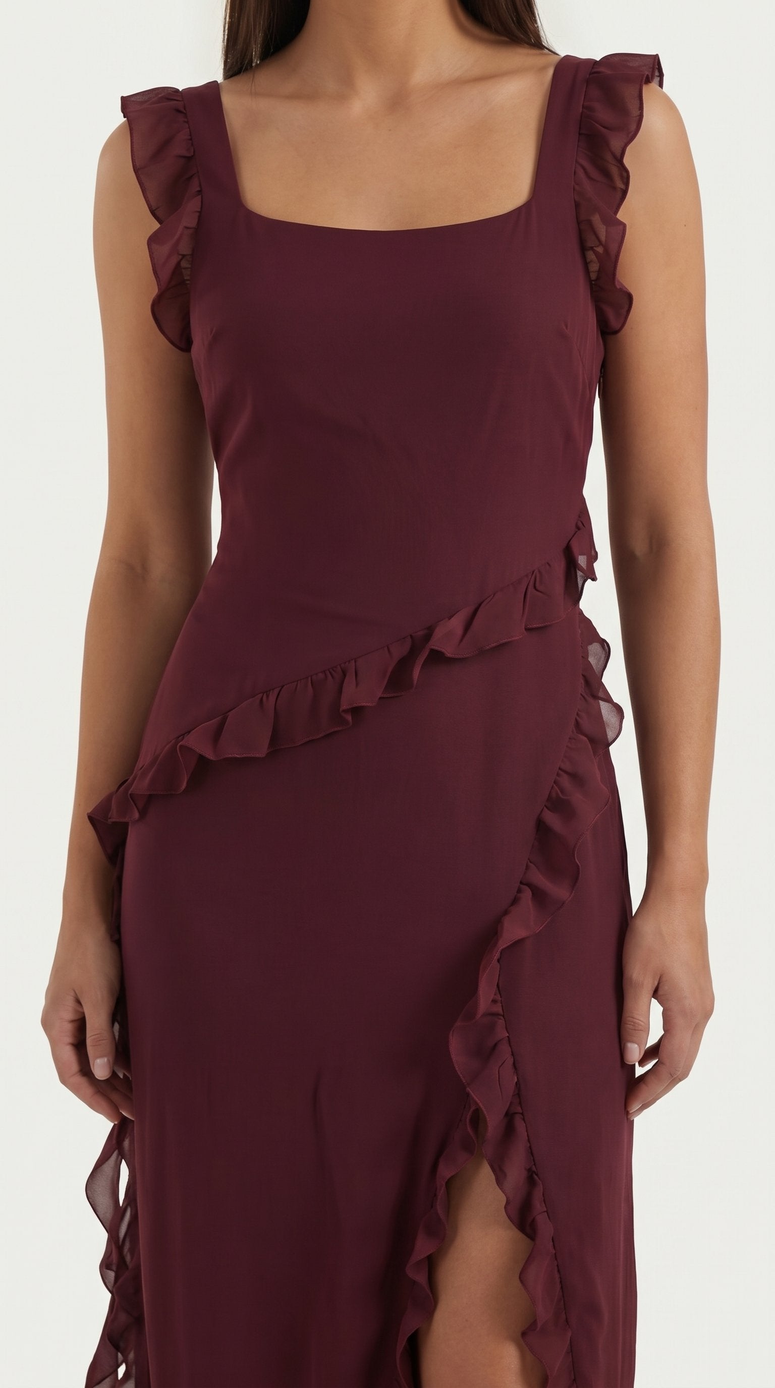 Damen Rüschen Maxikleid | Herzausschnitt View 17