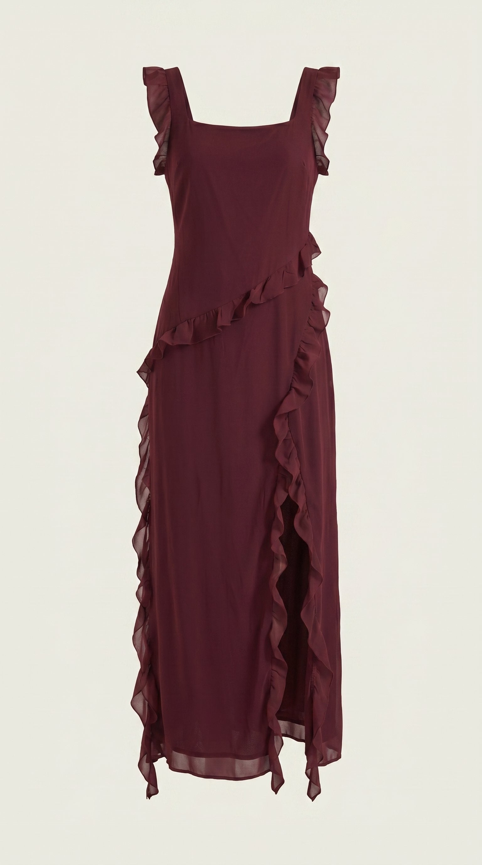 Damen Rüschen Maxikleid | Herzausschnitt View 20