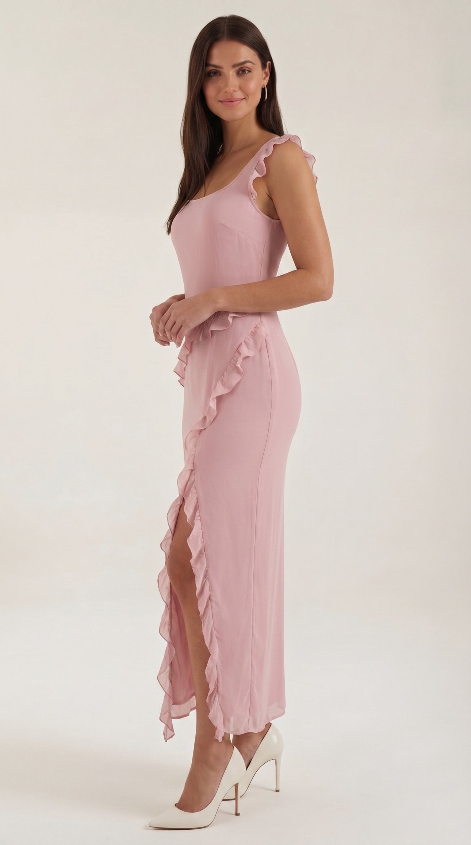 Damen Rüschen Maxikleid | Herzausschnitt View 22