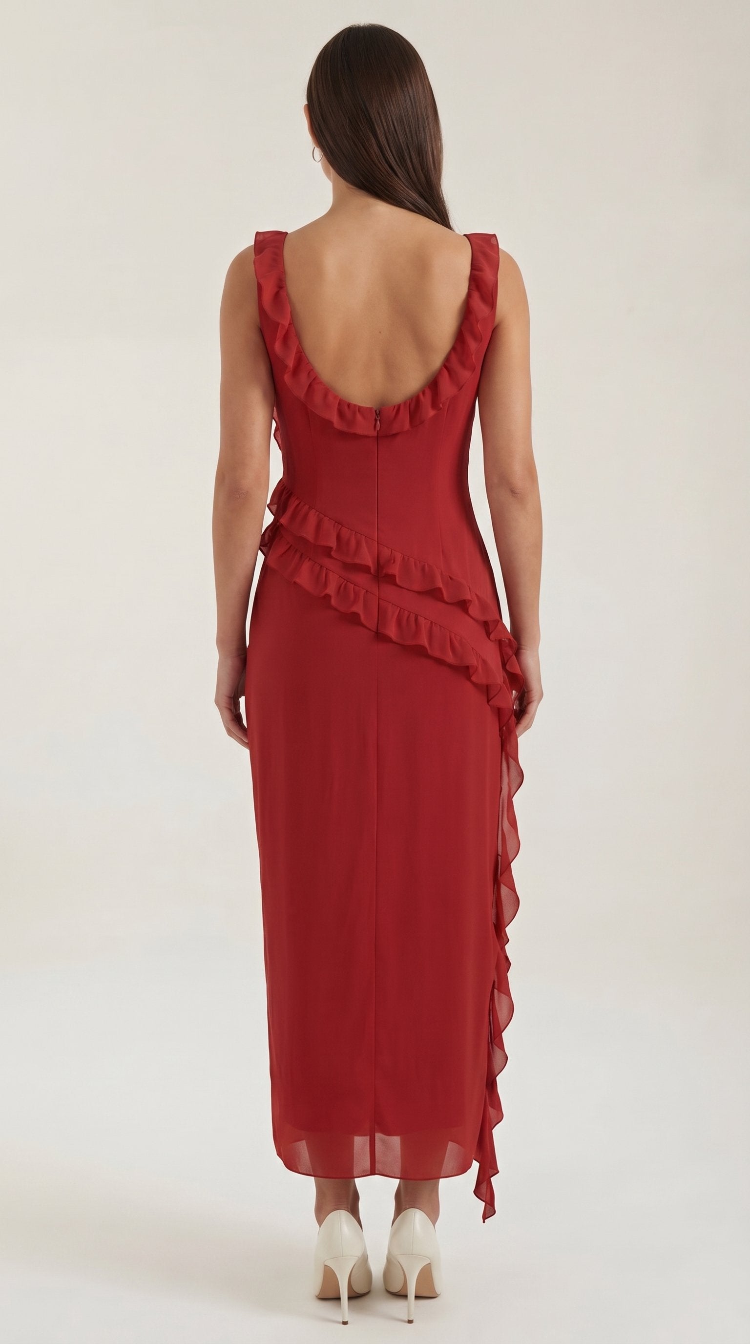 Damen Rüschen Maxikleid | Herzausschnitt View 24