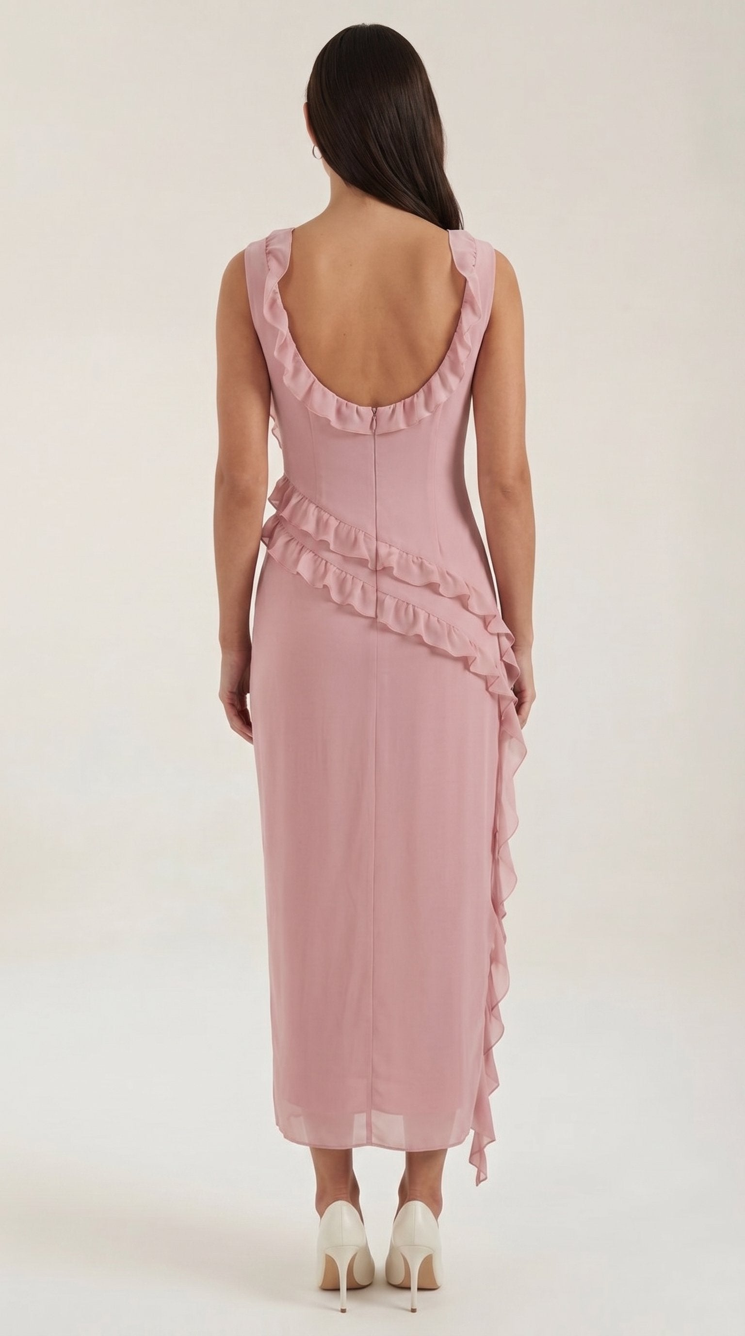 Damen Rüschen Maxikleid | Herzausschnitt View 26