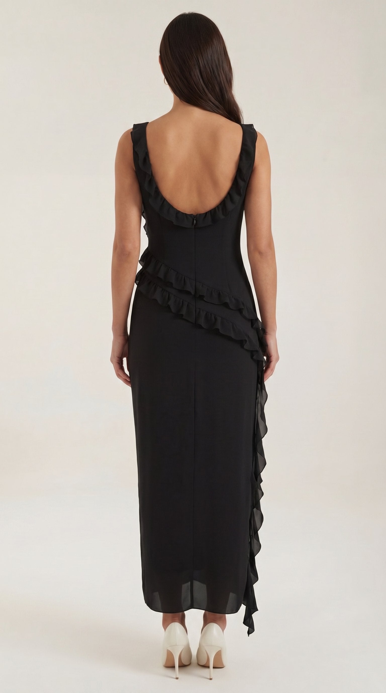 Damen Rüschen Maxikleid | Herzausschnitt View 29