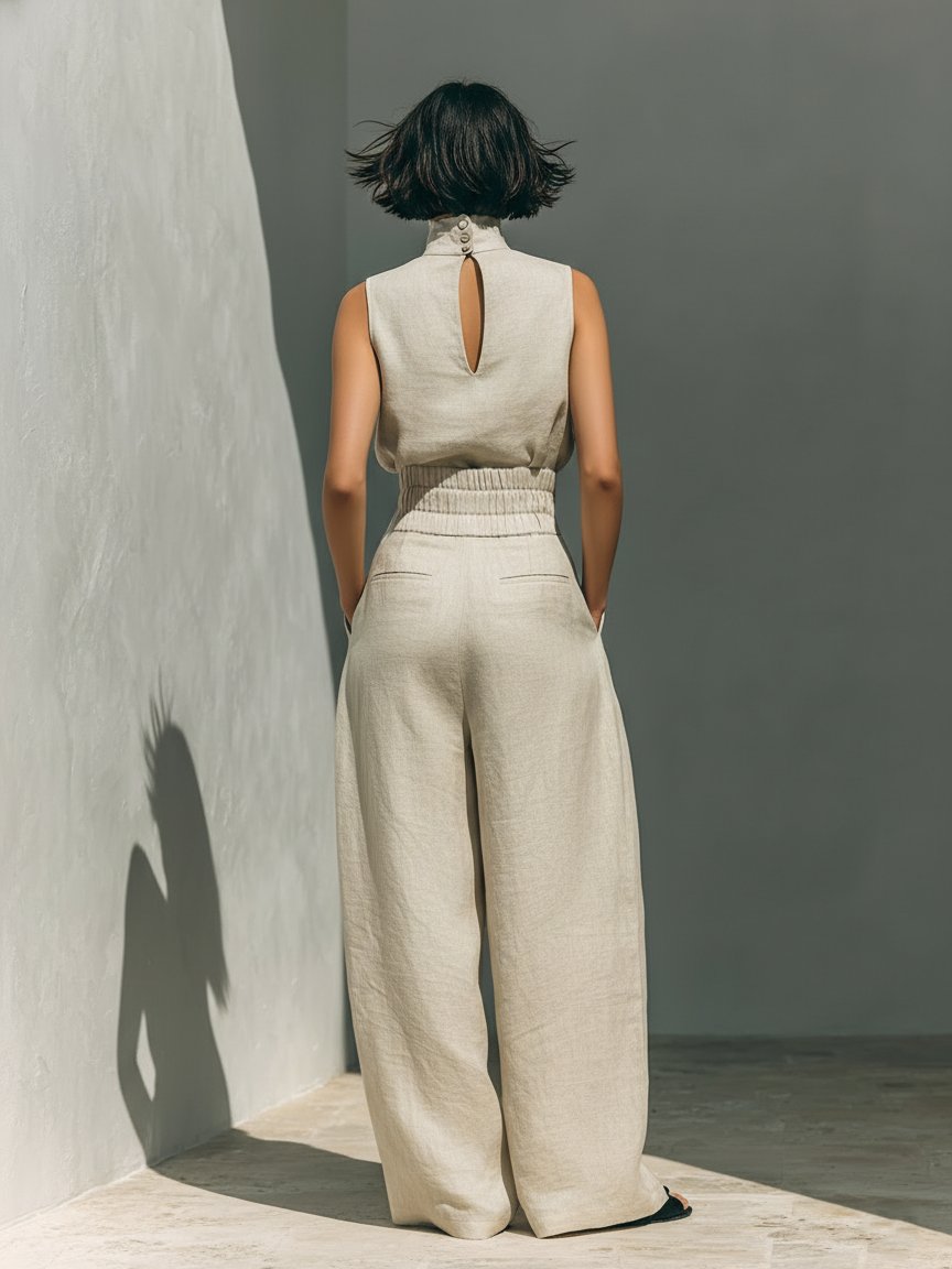 Damen Rollkragen Zweiteiler | Weite Hose Front