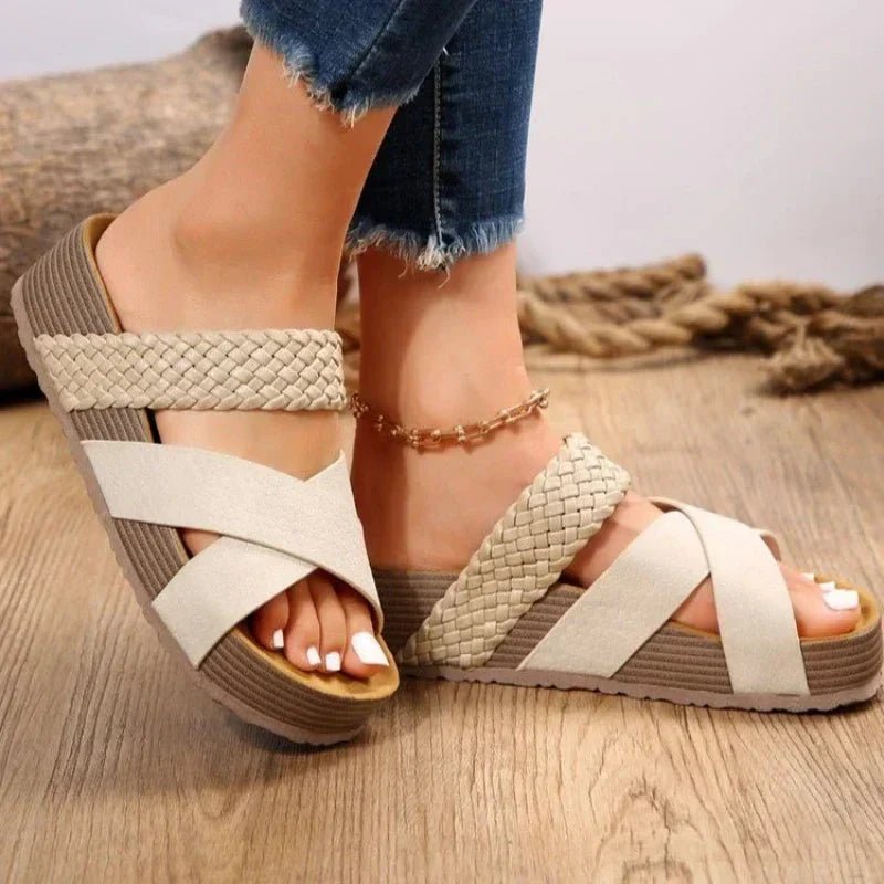 Damen Sandalen Geflochtene Riemen | Orthopädisch Front