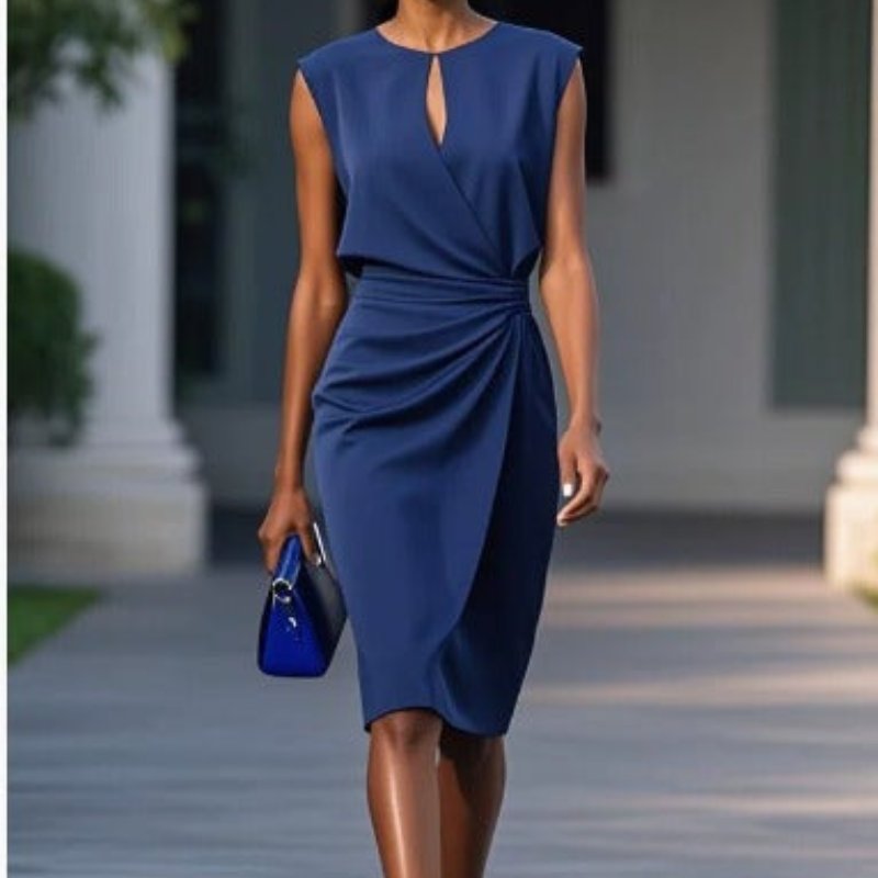 Damen Schlüsselloch Kleid | Elegant Front