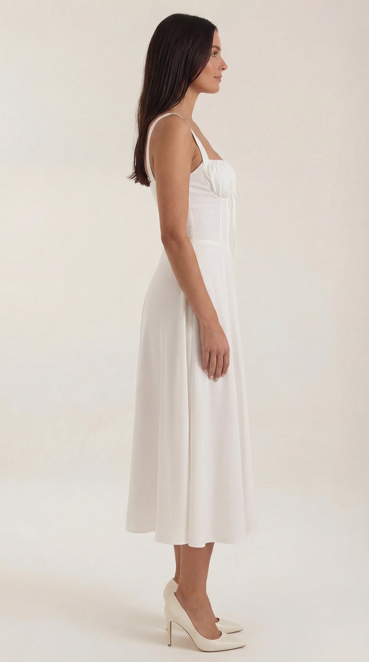 Damen Schnür Midikleid | Ausgestellt Front