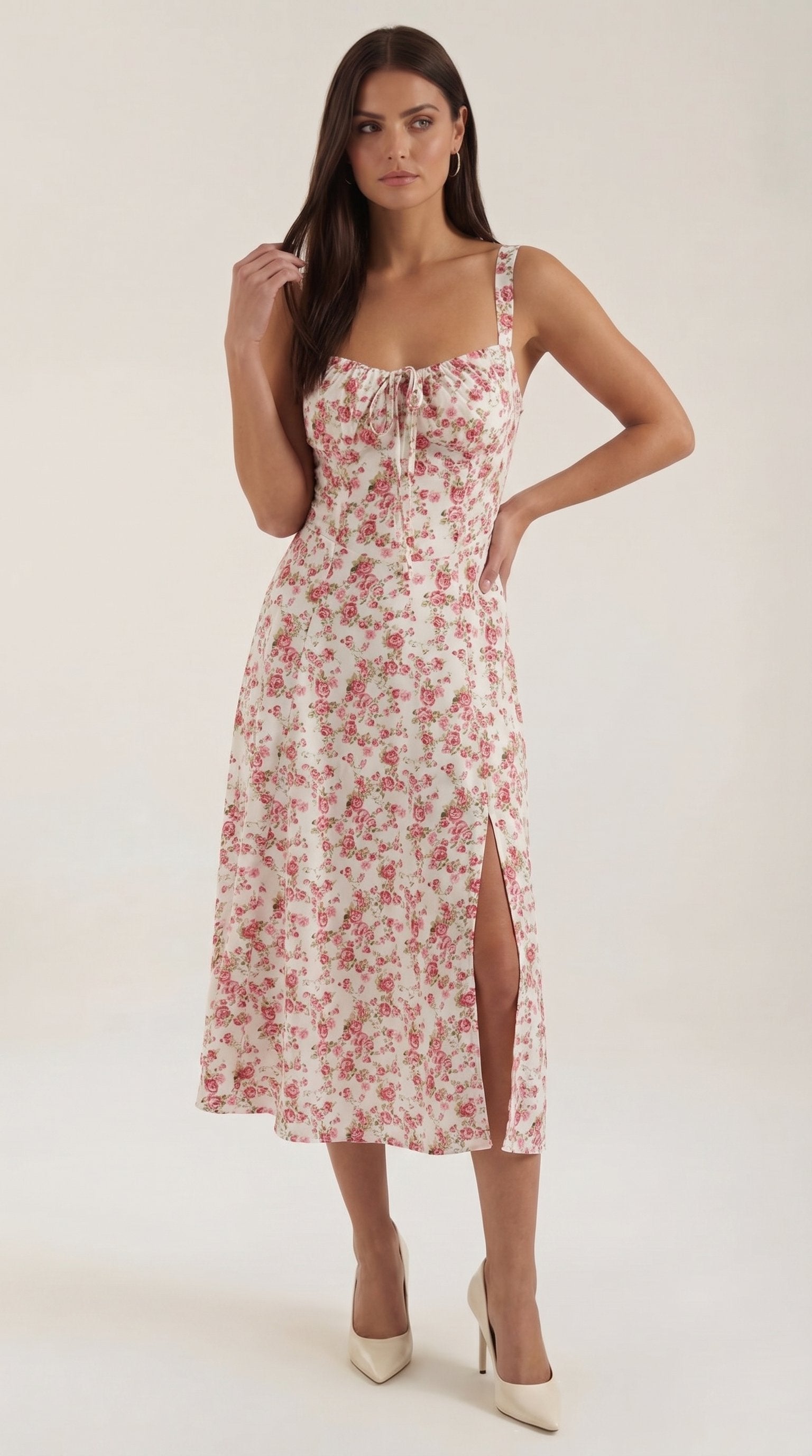 Damen Sommerkleid Seitenschlitz | Midi Close Up