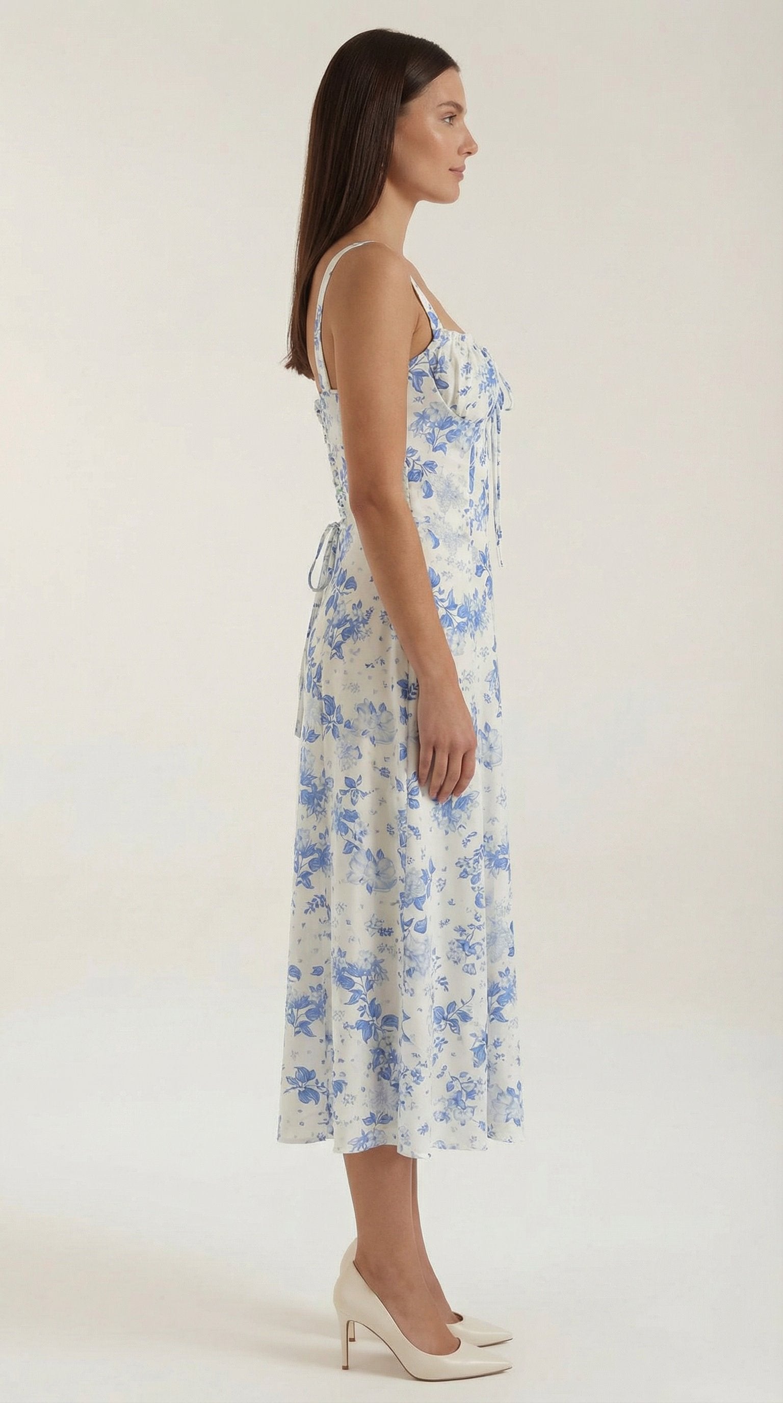 Damen Sommerkleid Seitenschlitz | Midi Front