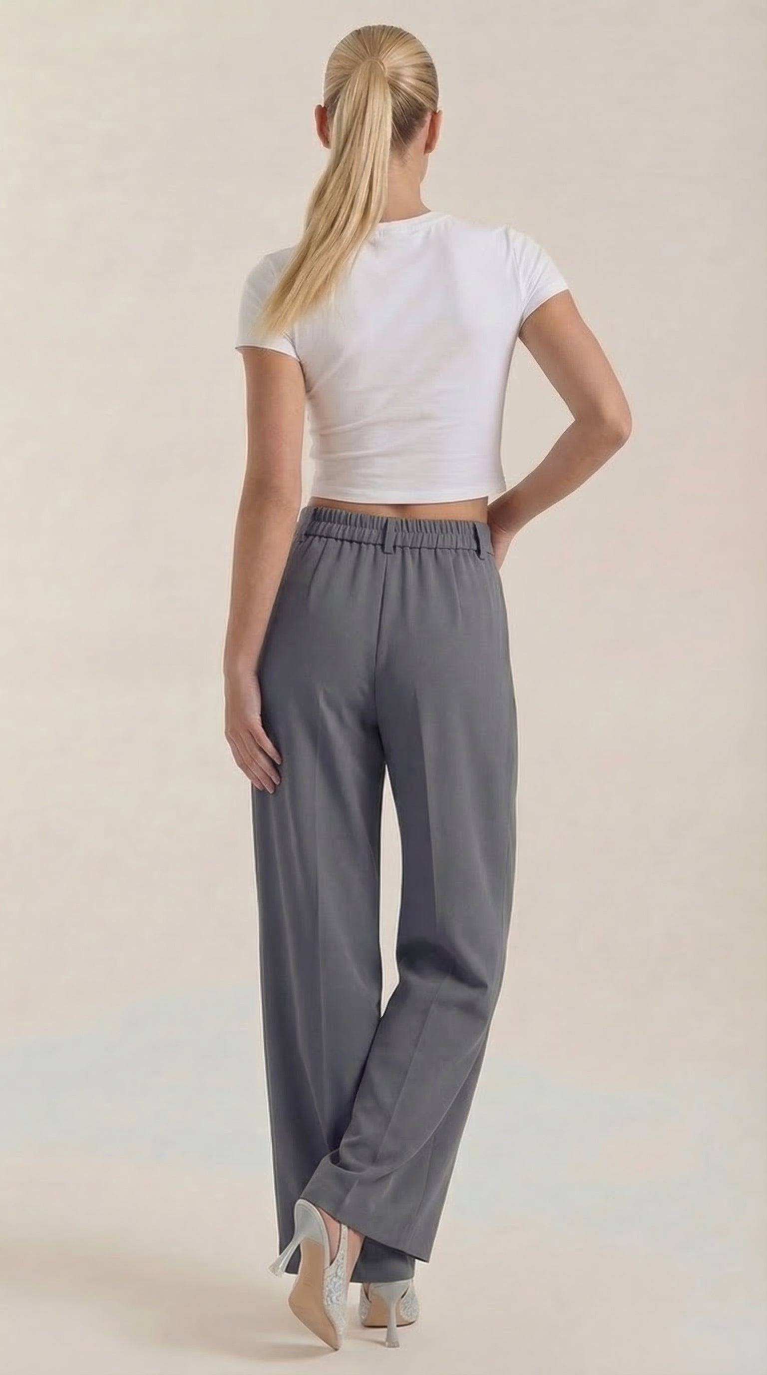 Damen Stoffhose weites Bein | Hoher Bund Full
