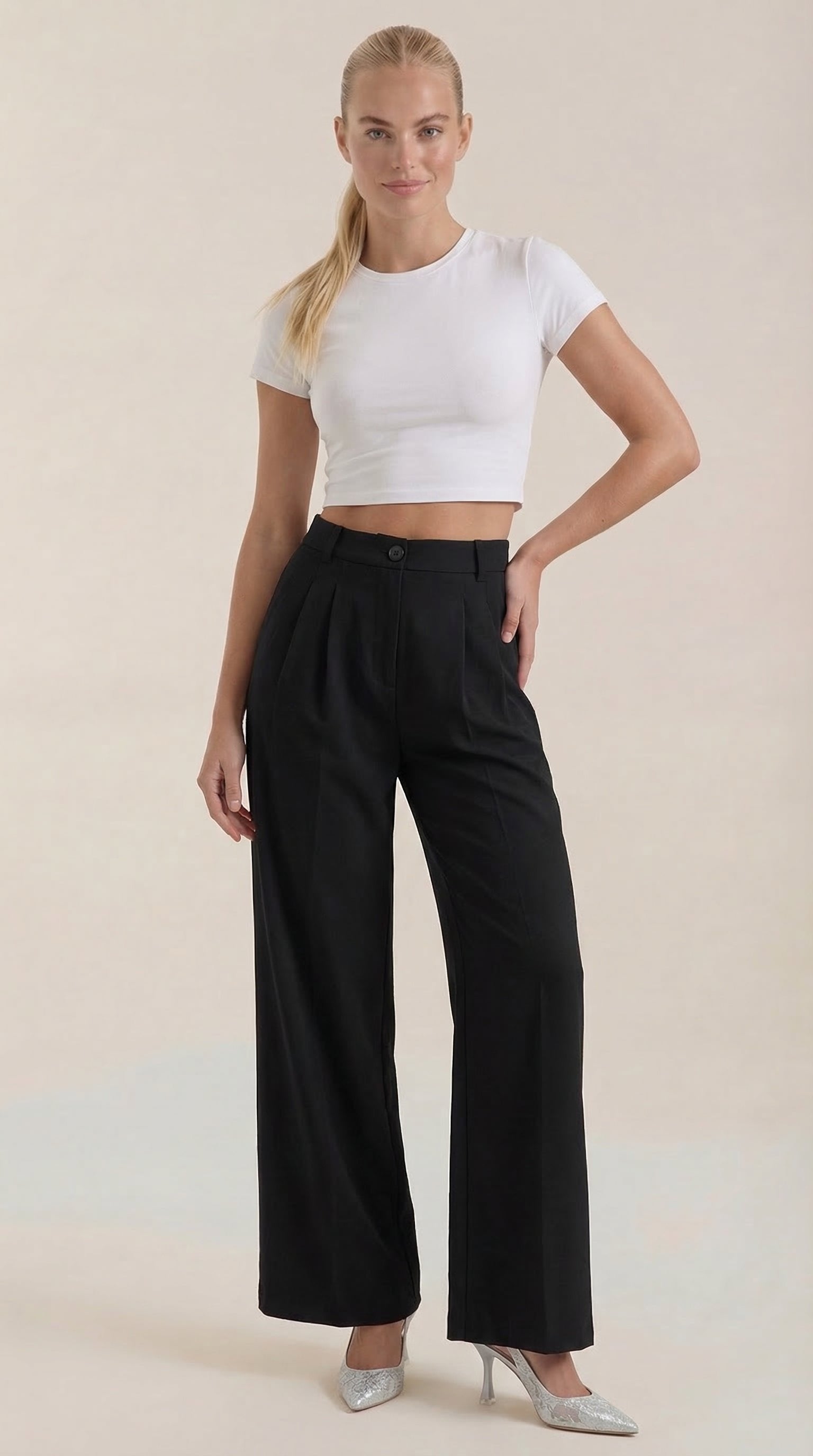 Damen Stoffhose weites Bein | Hoher Bund Hero