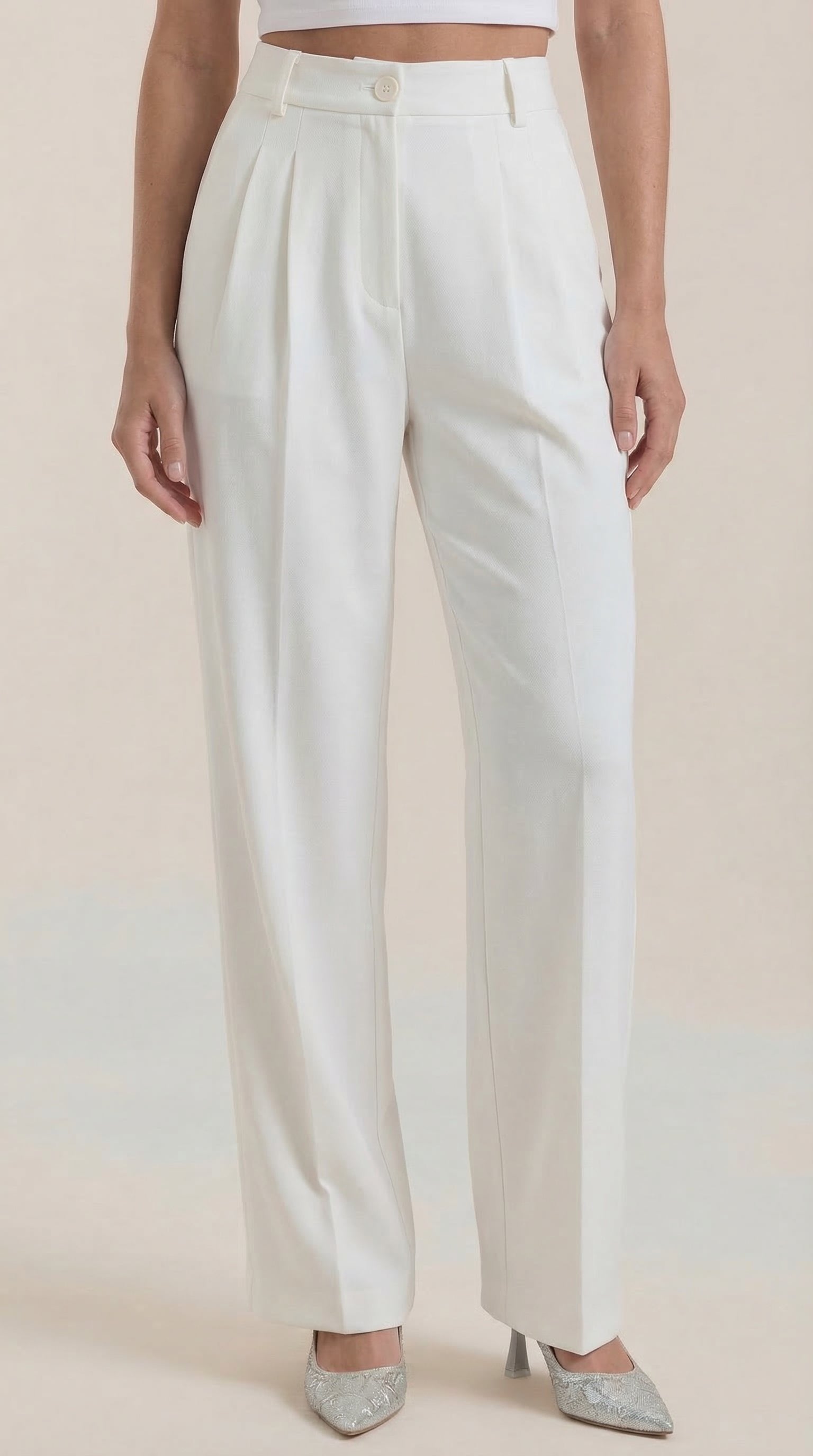 Damen Stoffhose weites Bein | Hoher Bund View 13