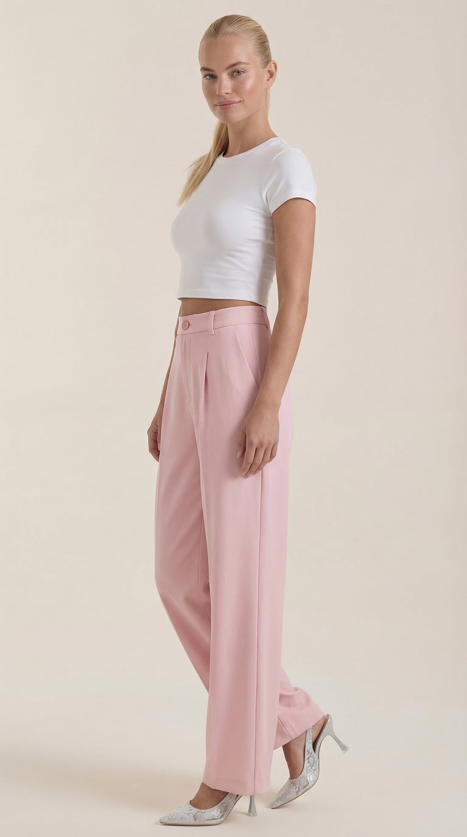 Damen Stoffhose weites Bein | Hoher Bund View 27