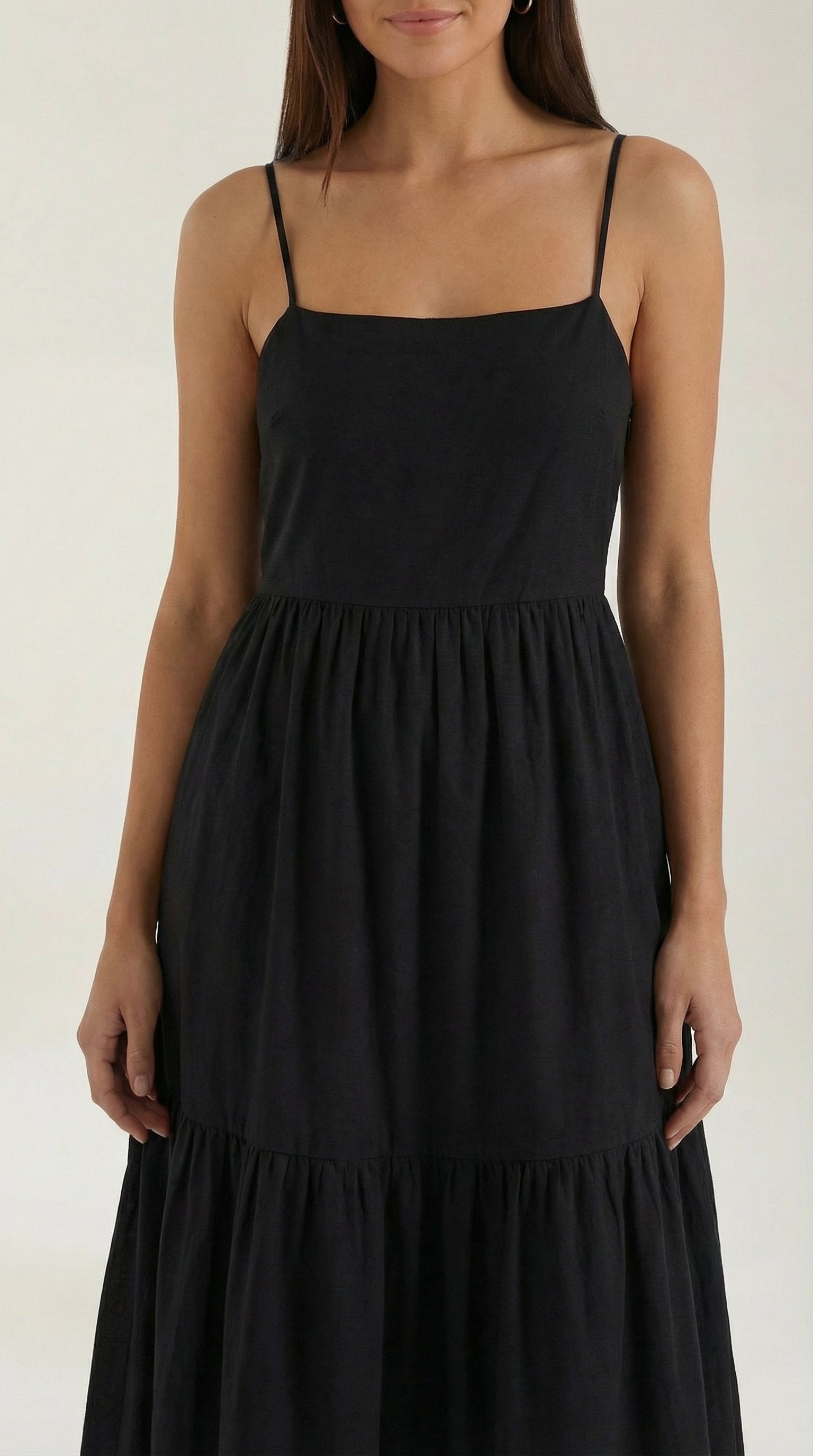 Damen Stufensaum Maxikleid | Rückenfrei Detail