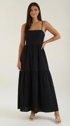 Damen Stufensaum Maxikleid | Rückenfrei