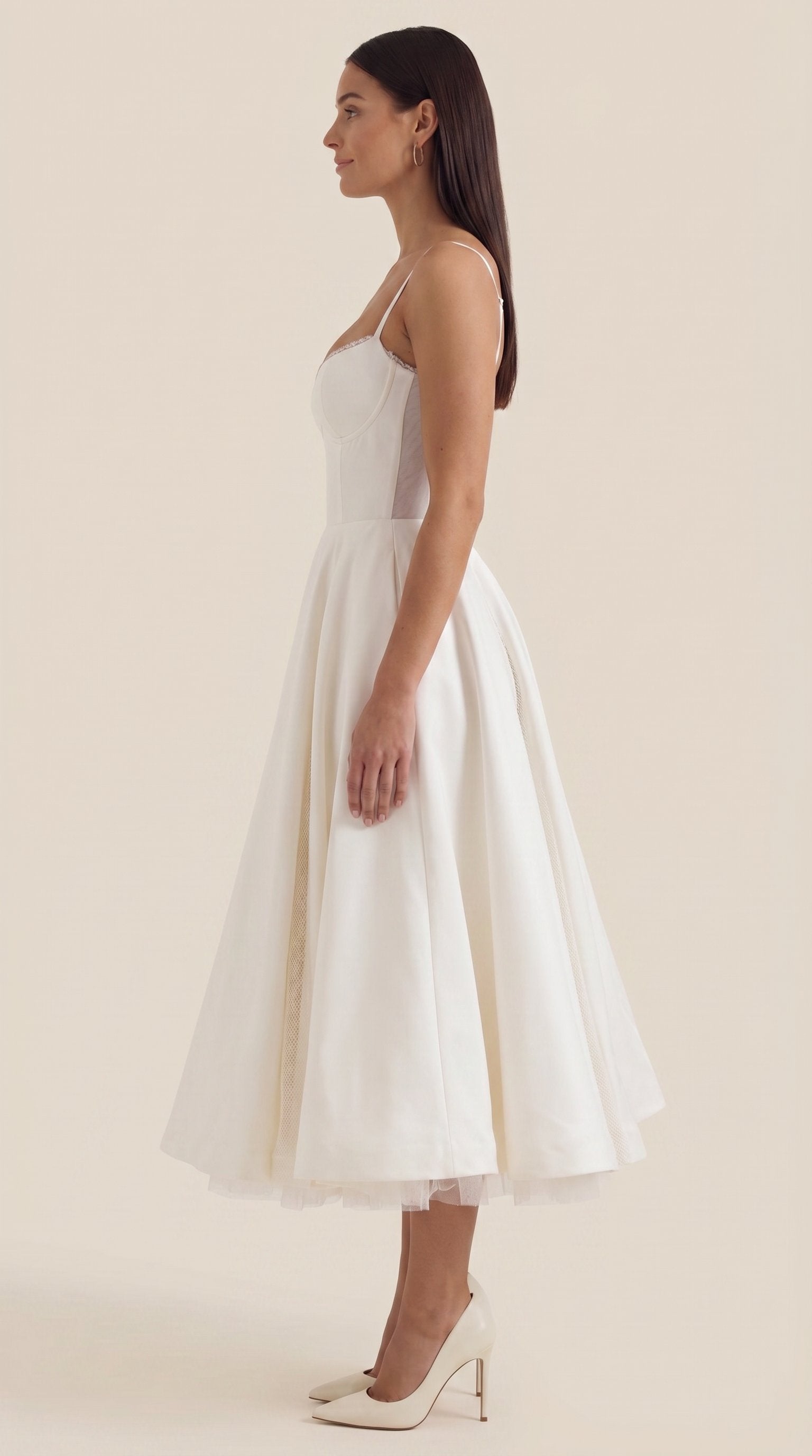 Damen Tüll Midikleid Korsett | Ausgestellt Front