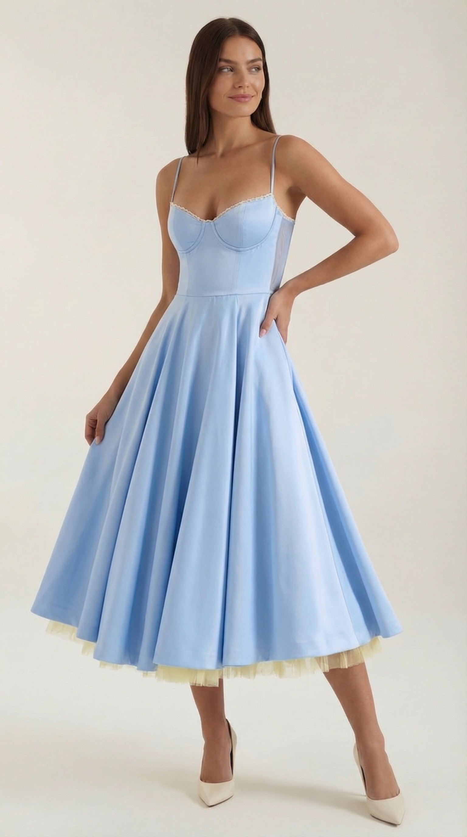 Damen Tüll Midikleid Korsett | Ausgestellt View 11
