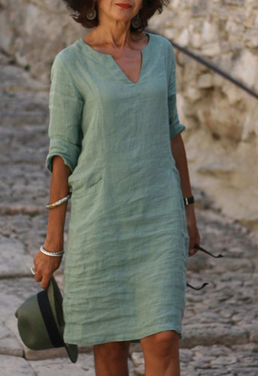 Damen V-Ausschnitt Kleid | Figurformend Angle
