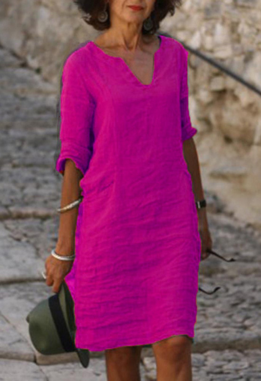 Damen V-Ausschnitt Kleid | Figurformend Full