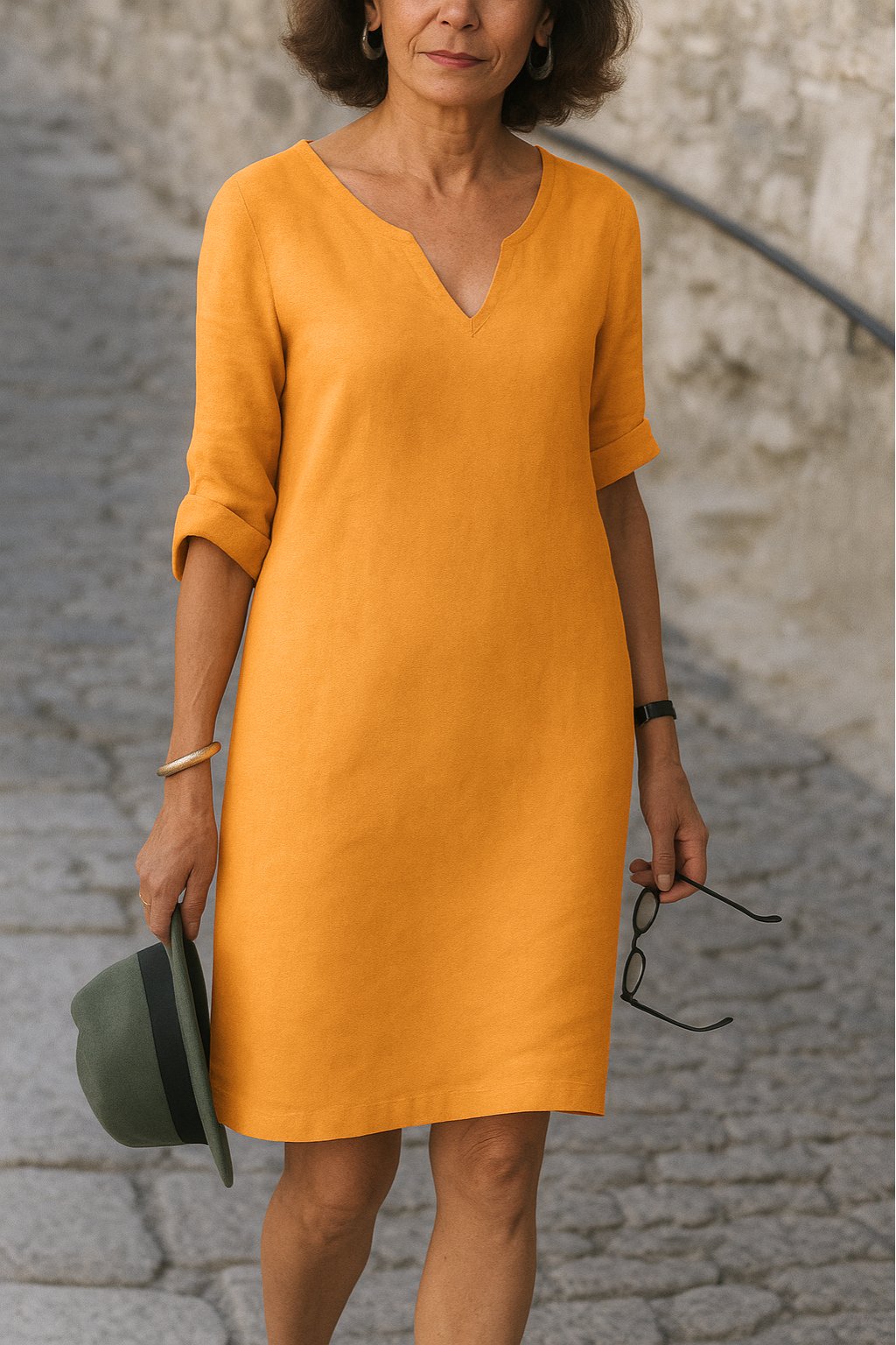 Damen V-Ausschnitt Kleid | Figurformend Side