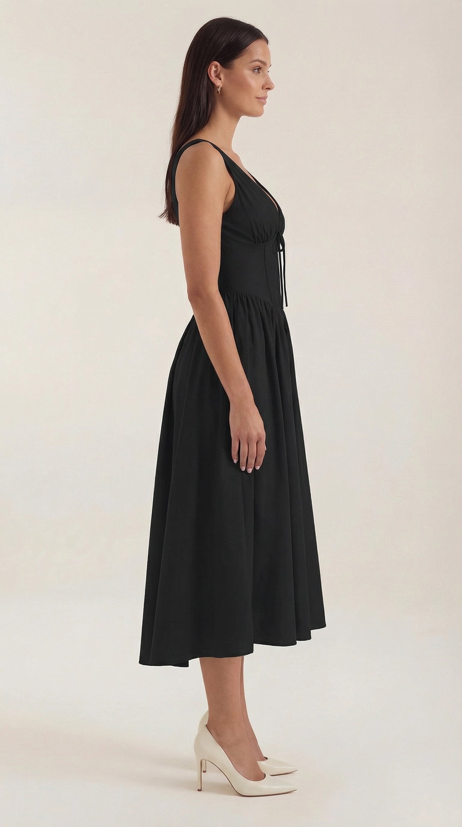 Damen V-Ausschnitt Sommerkleid | Midi Front