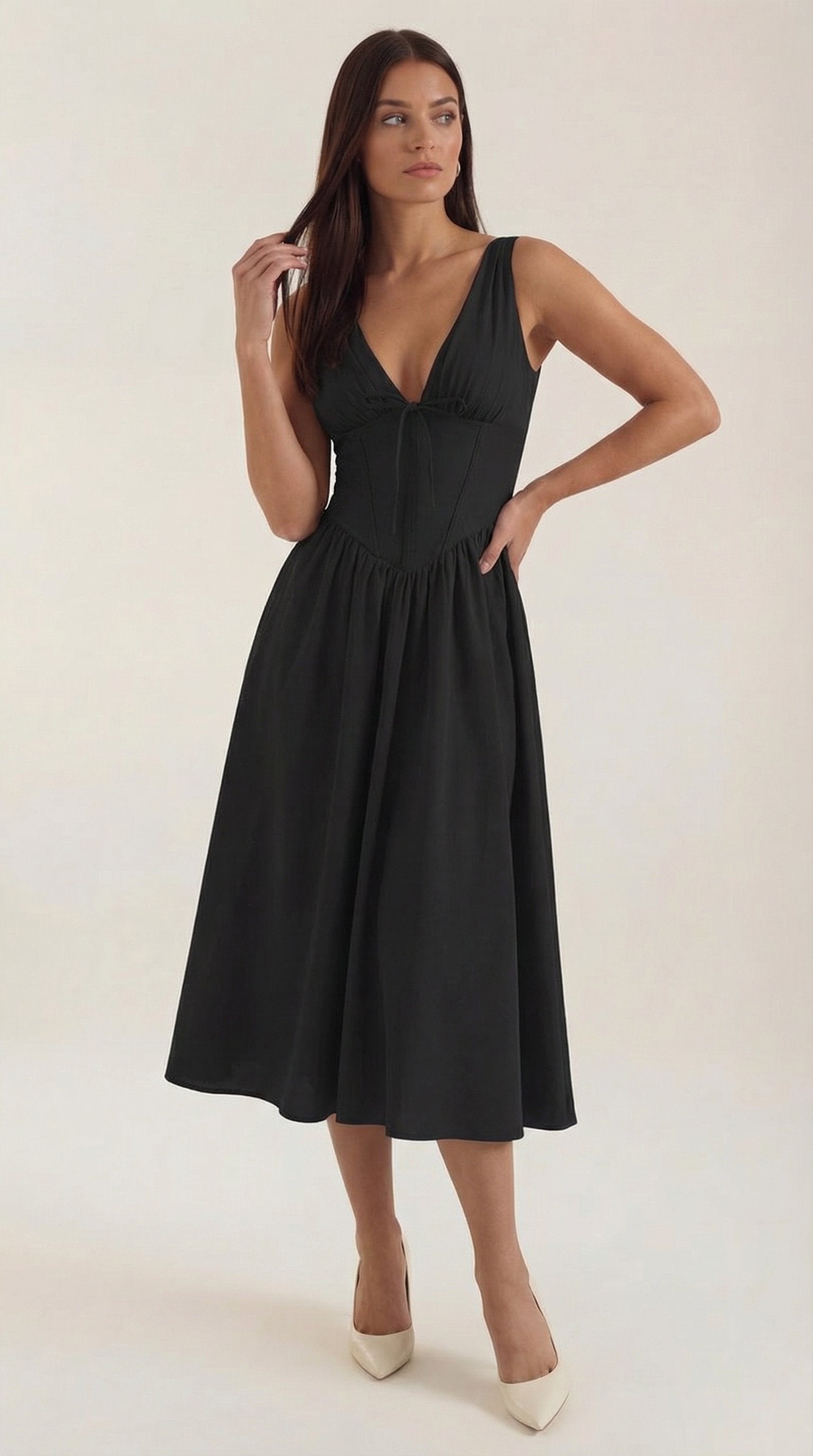 Damen V-Ausschnitt Sommerkleid | Midi Hero
