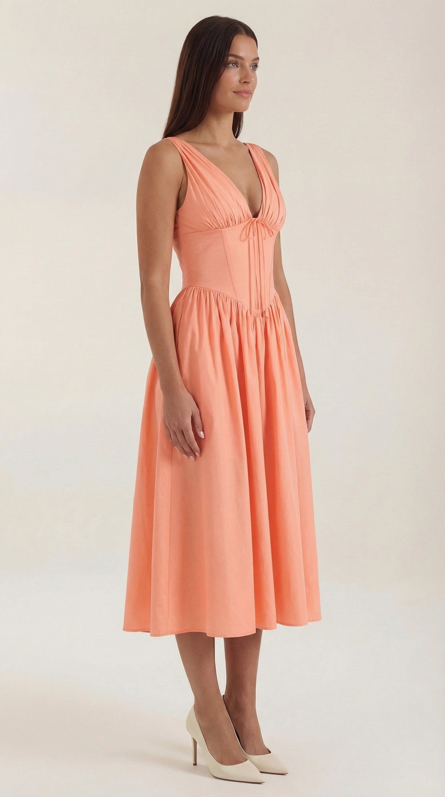 Damen V-Ausschnitt Sommerkleid | Midi Lifestyle