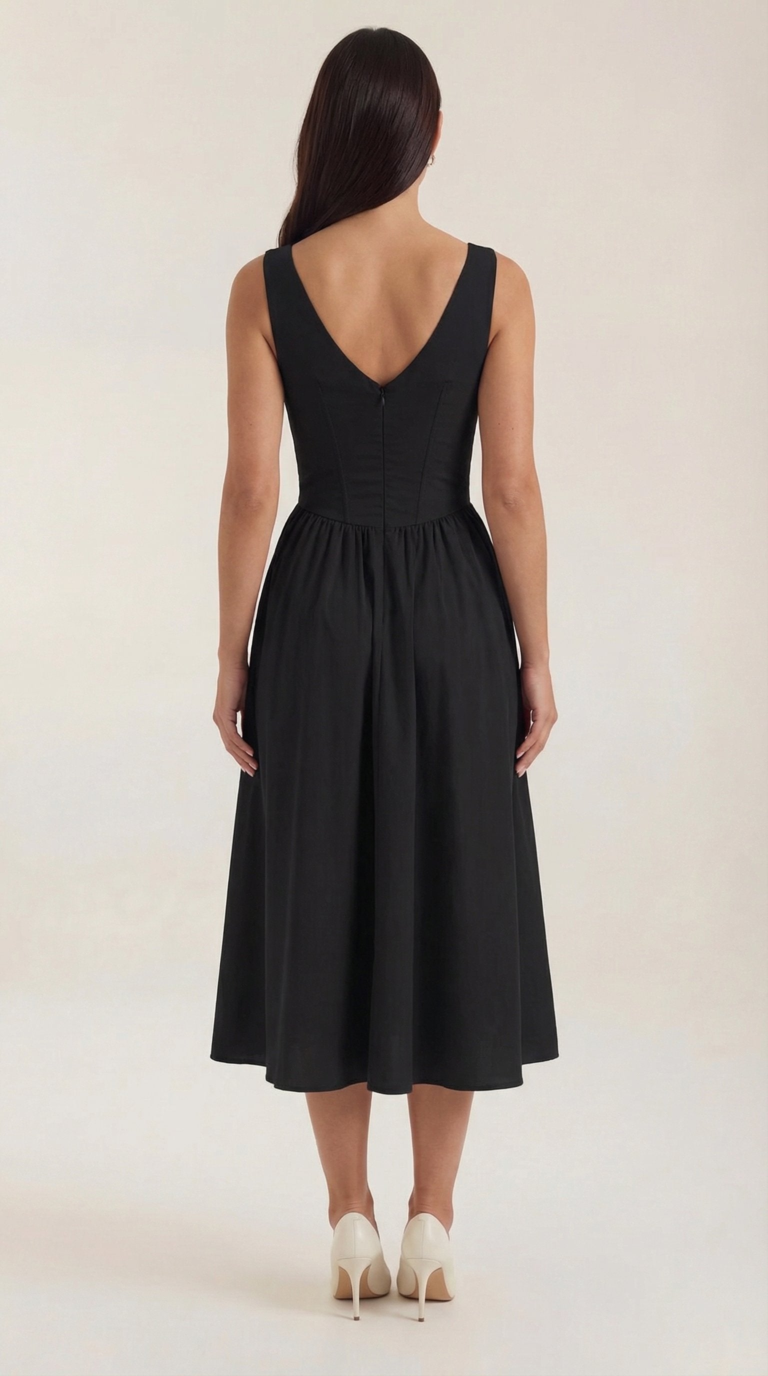 Damen V-Ausschnitt Sommerkleid | Midi Side