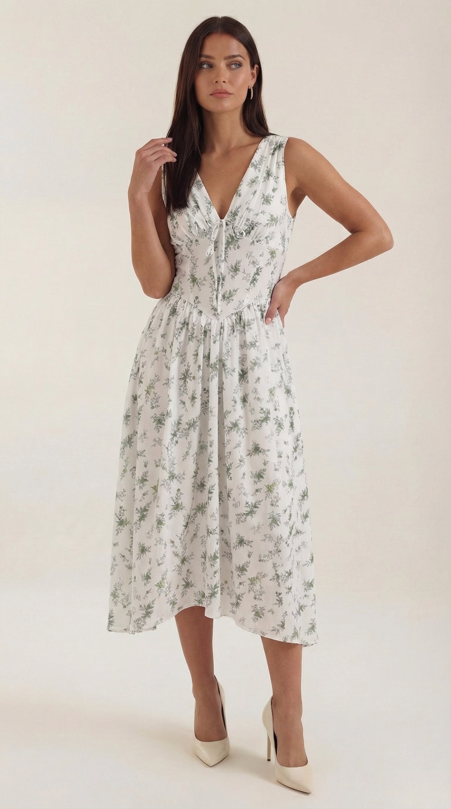 Damen V-Ausschnitt Sommerkleid | Midi View 26