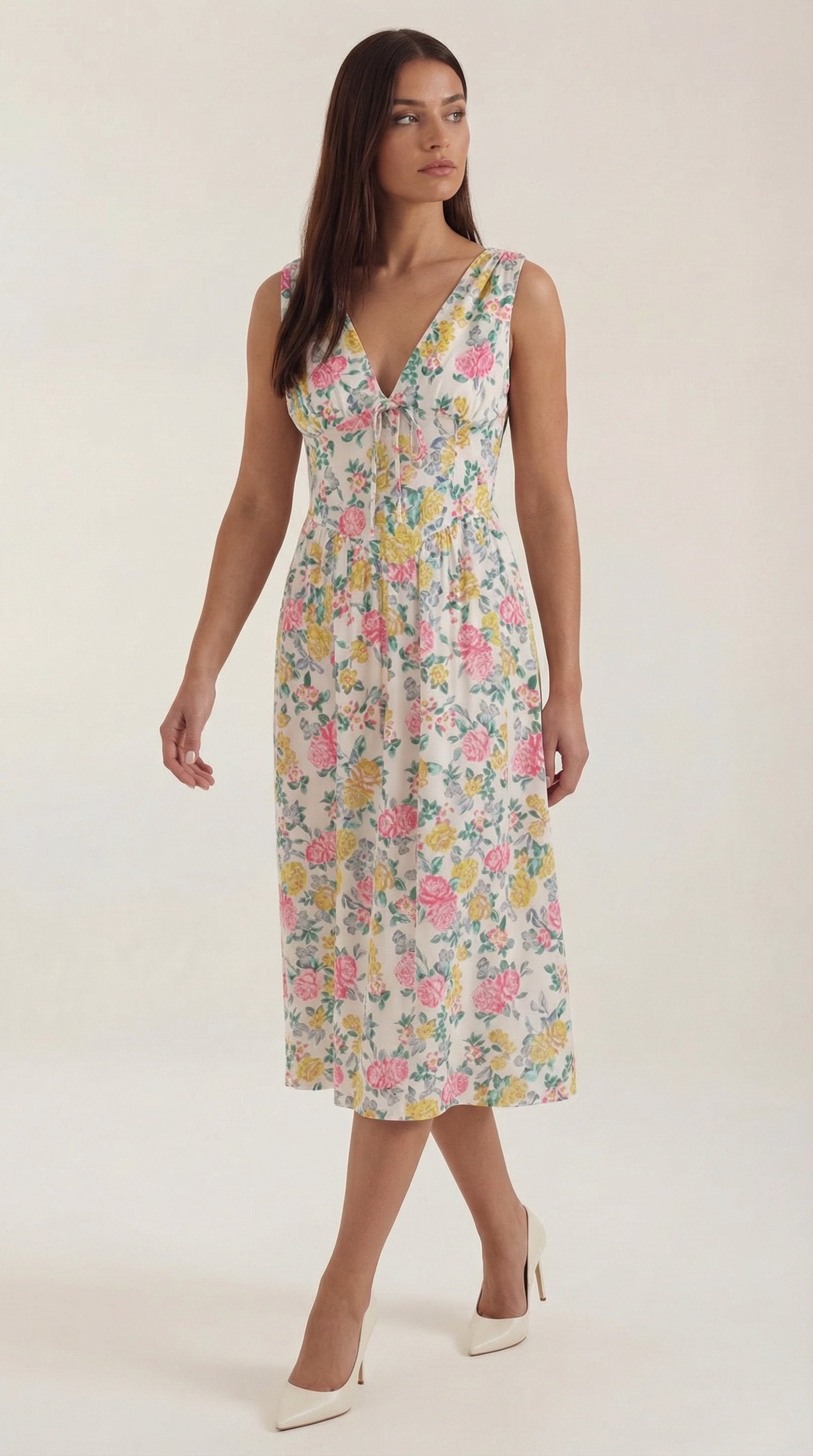 Damen V-Ausschnitt Sommerkleid | Midi View 31