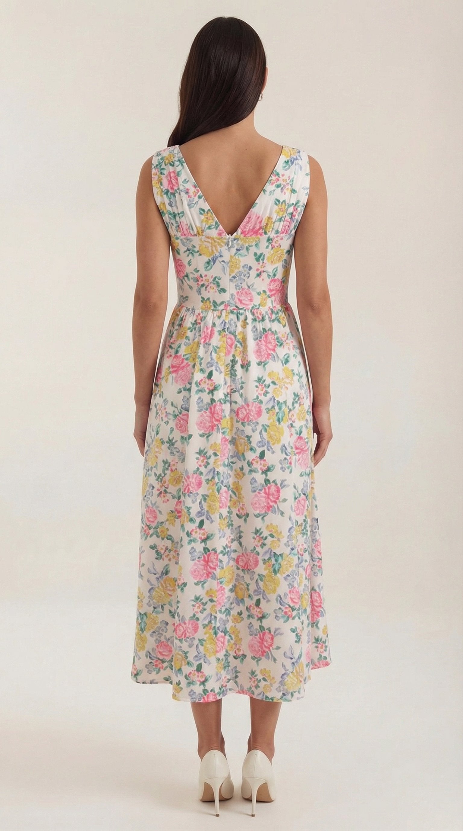 Damen V-Ausschnitt Sommerkleid | Midi View 34